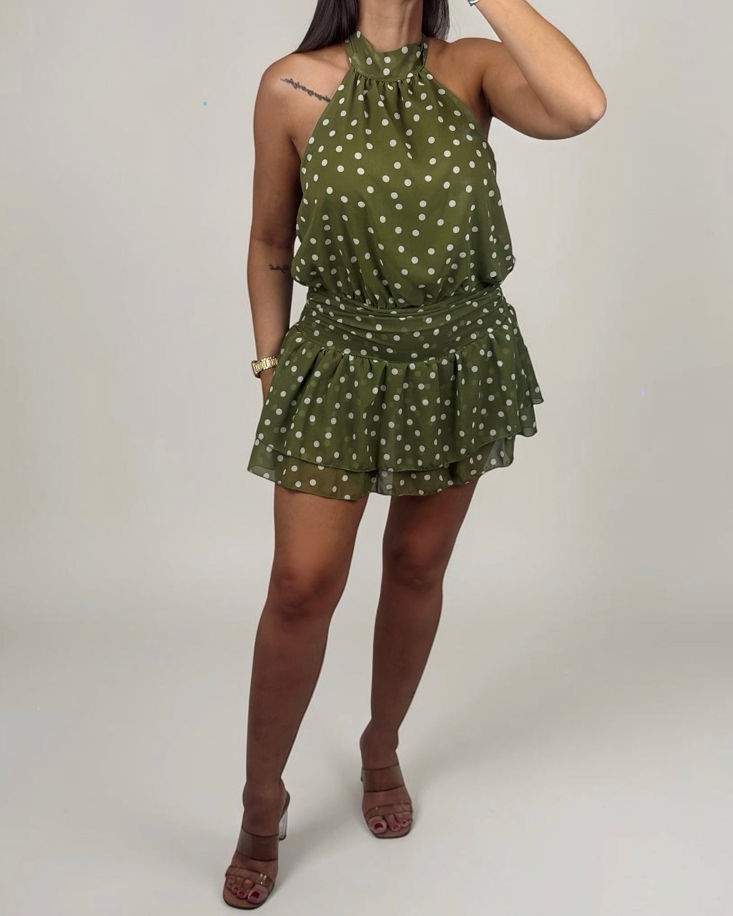 VESTIDO FALDA/PANTALÓN POIS GREEN
