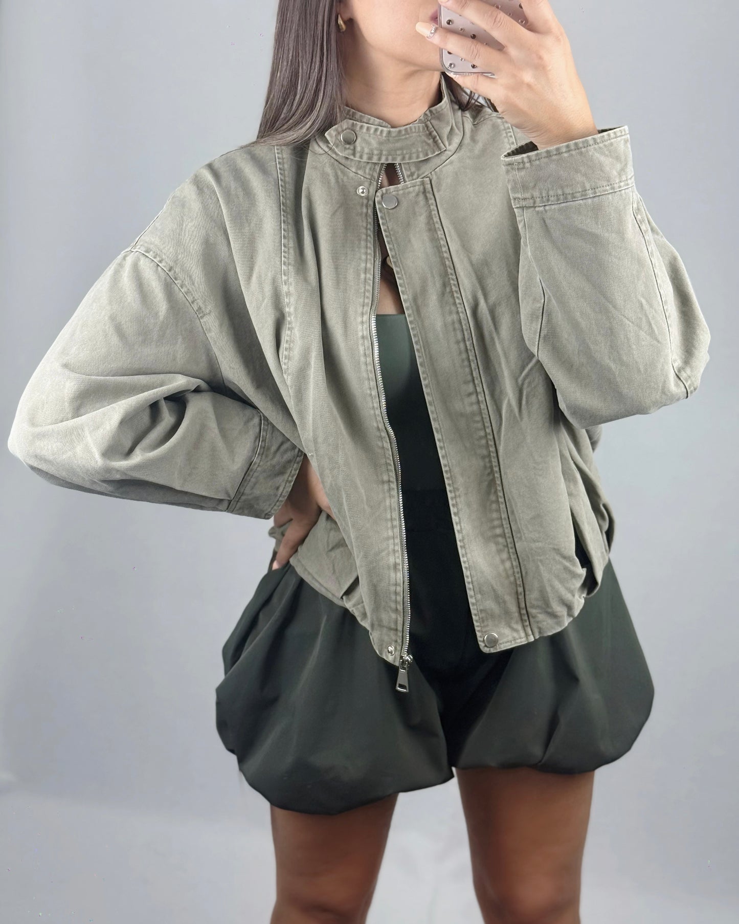BOMBER DENIM VERDE