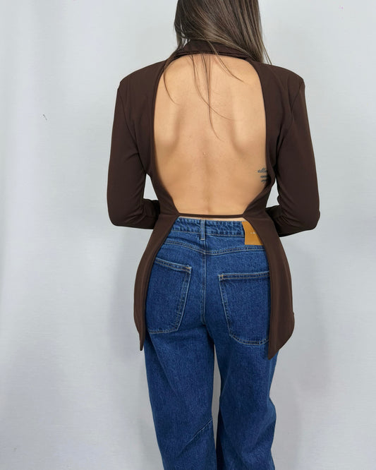 BLAZER ESCOTE MARRÓN