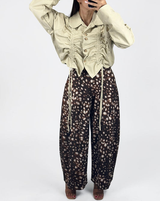 CHAQUETA DENIM CREAM FRUNCE