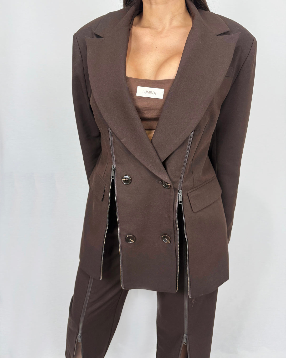 BLAZER CREMALLERAS LUMINA CHOC