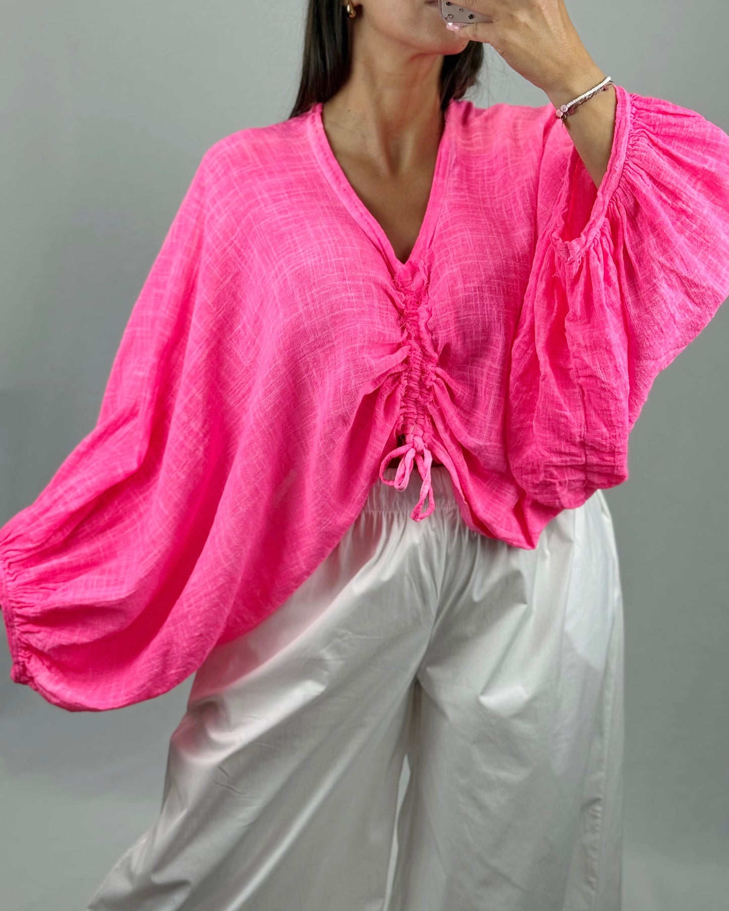 BLUSA LINO PINK FLÚOR