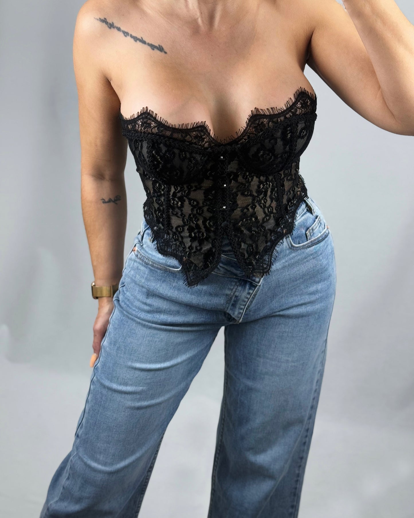 CORSET BOTONES NEGRO