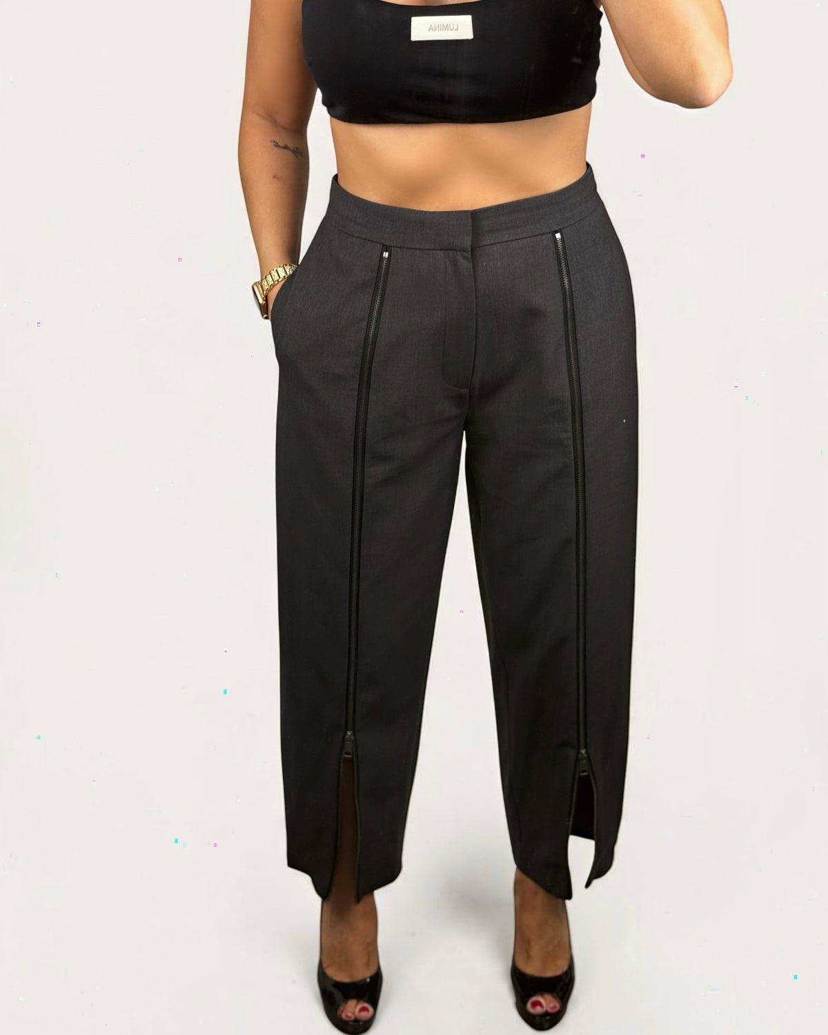 PANTALÓN CREMALLERAS LUMINA PLOMO