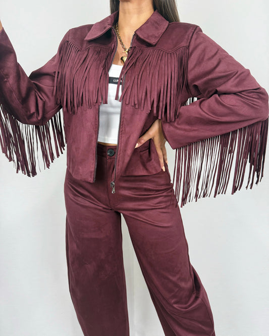 CHAQUETA FLECOS BURDEOS LUM