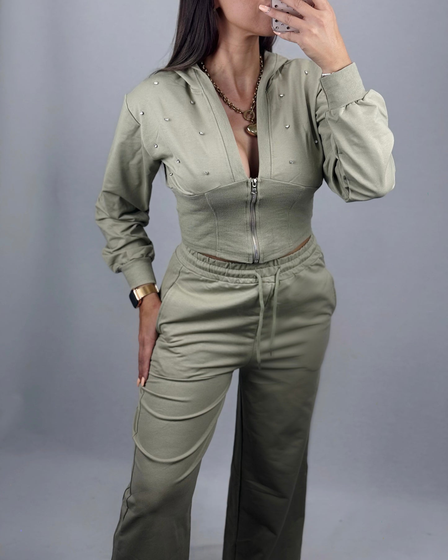 CONJUNTO STRASS VERDE