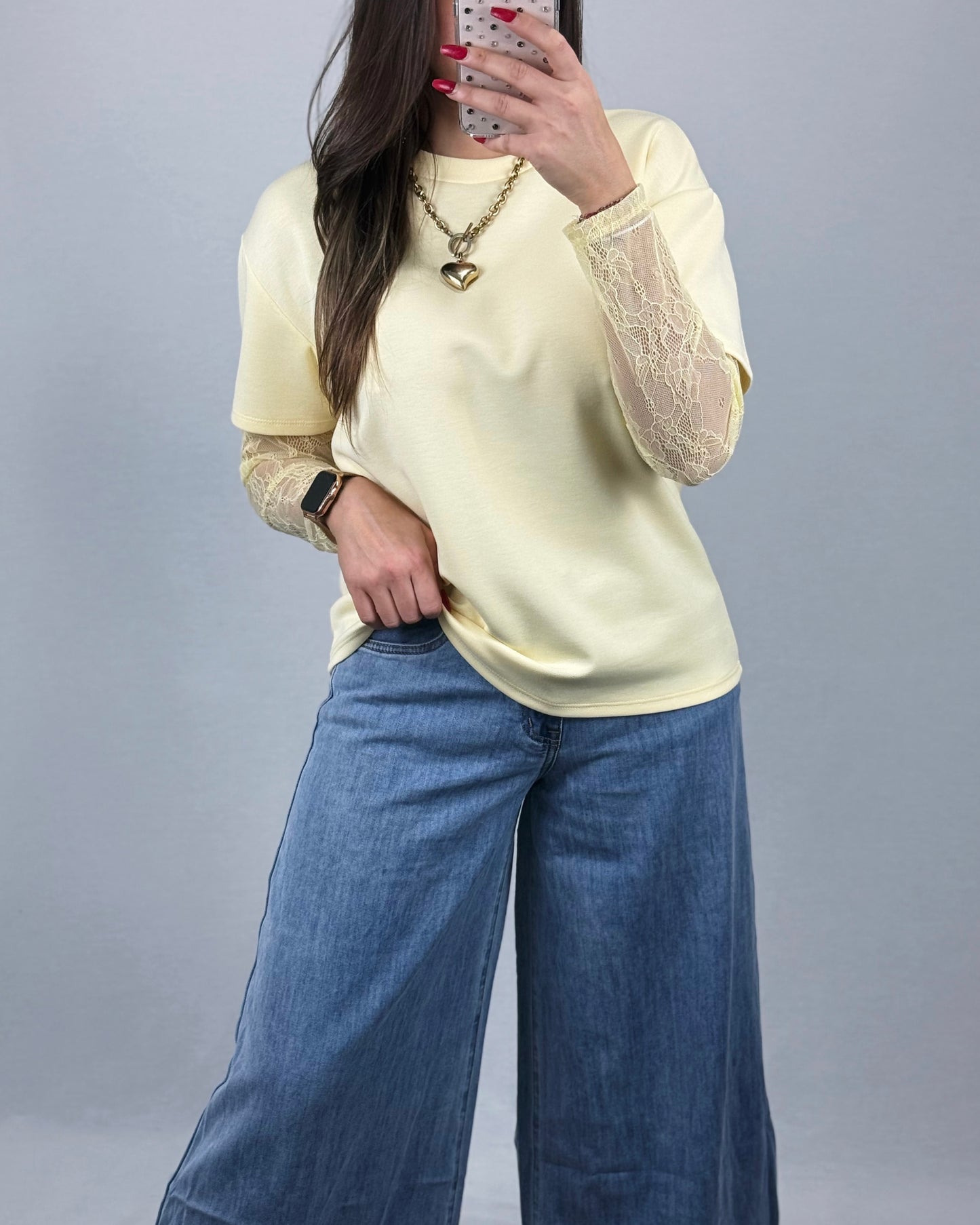 CAMISETA YELLOW ENCAJE