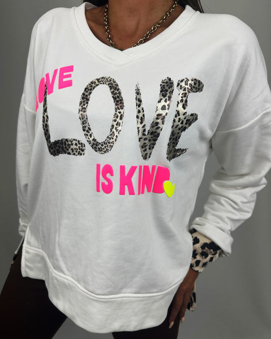 SUDADERA LOVE FLÚOR BLANCA