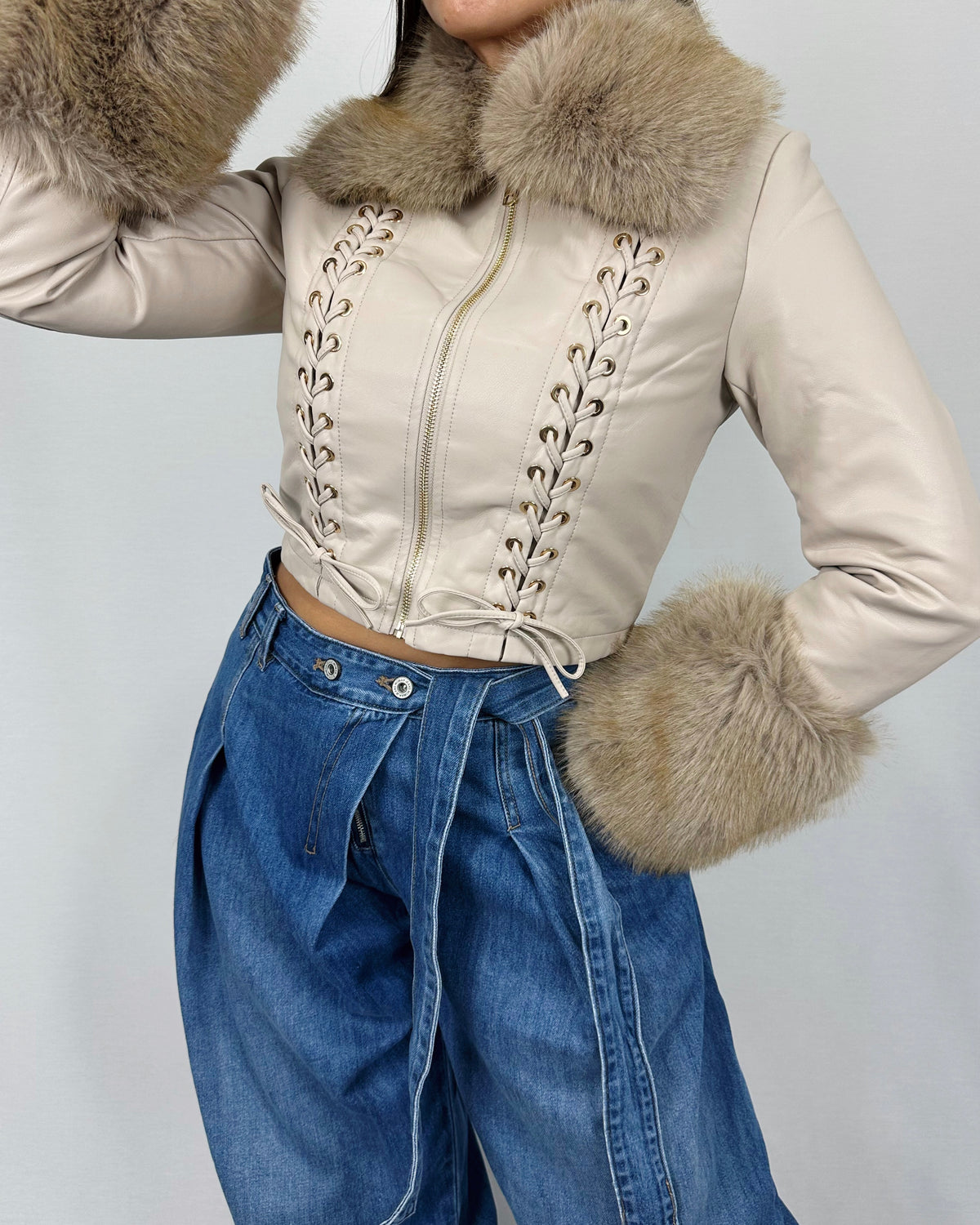 CHAQUETA POLIPIEL CREAM