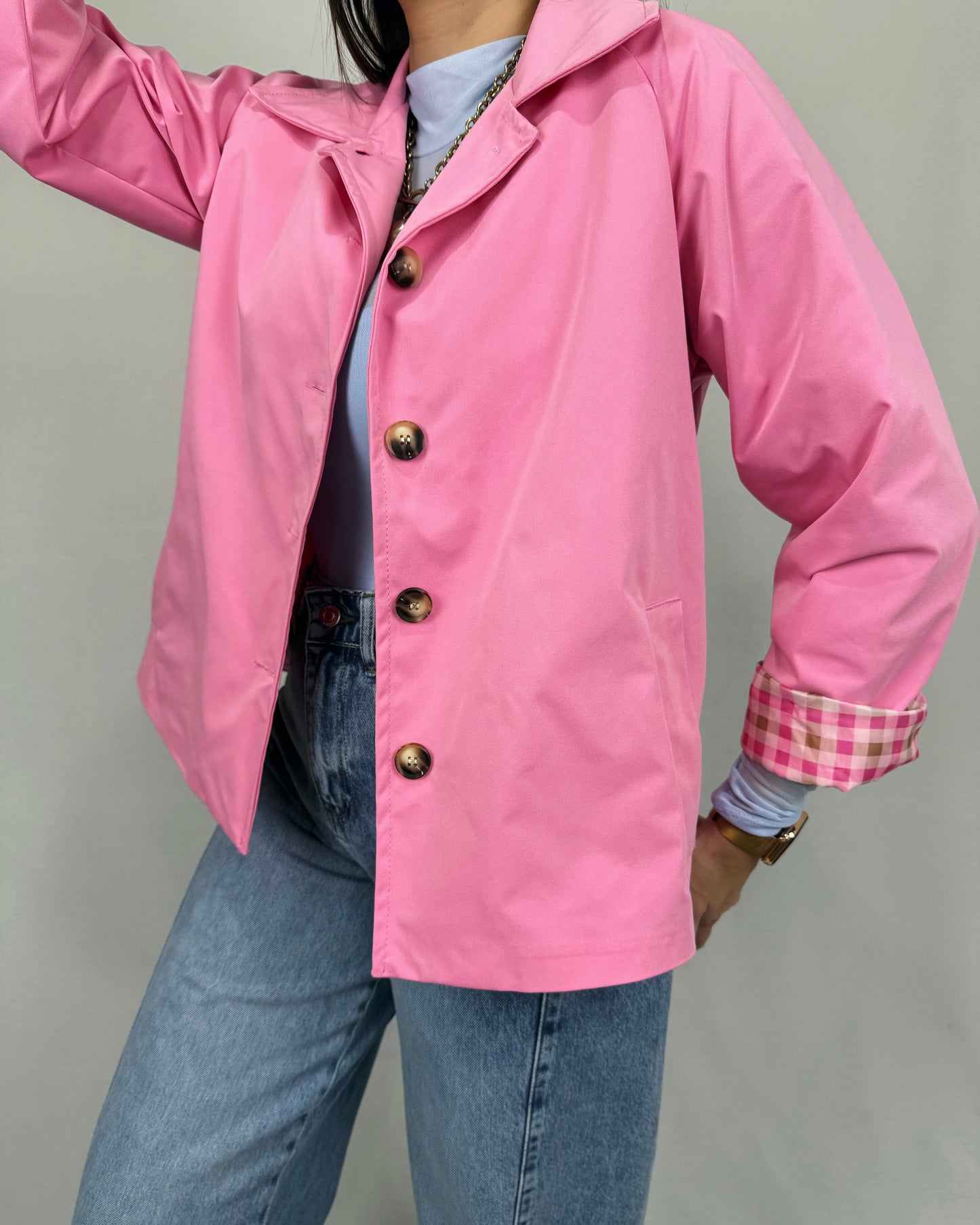 CHAQUETA CUADROS PINK