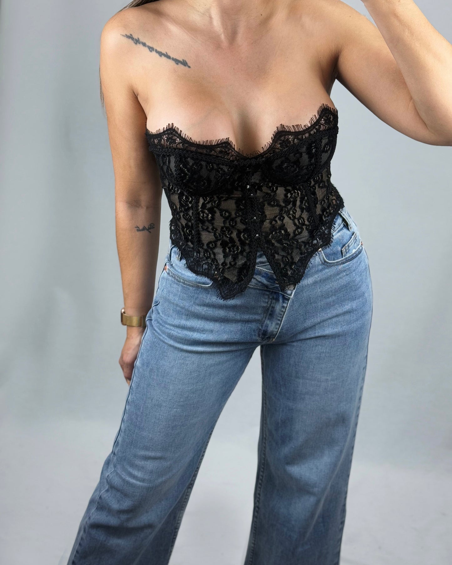 CORSET BOTONES NEGRO