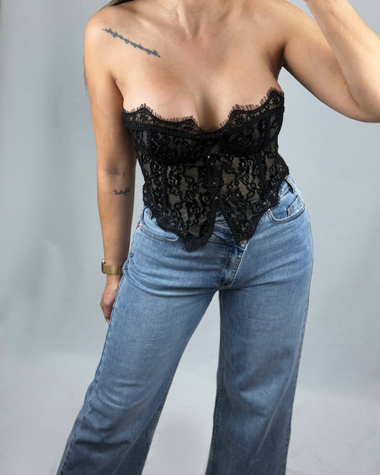 CORSET BOTONES NEGRO