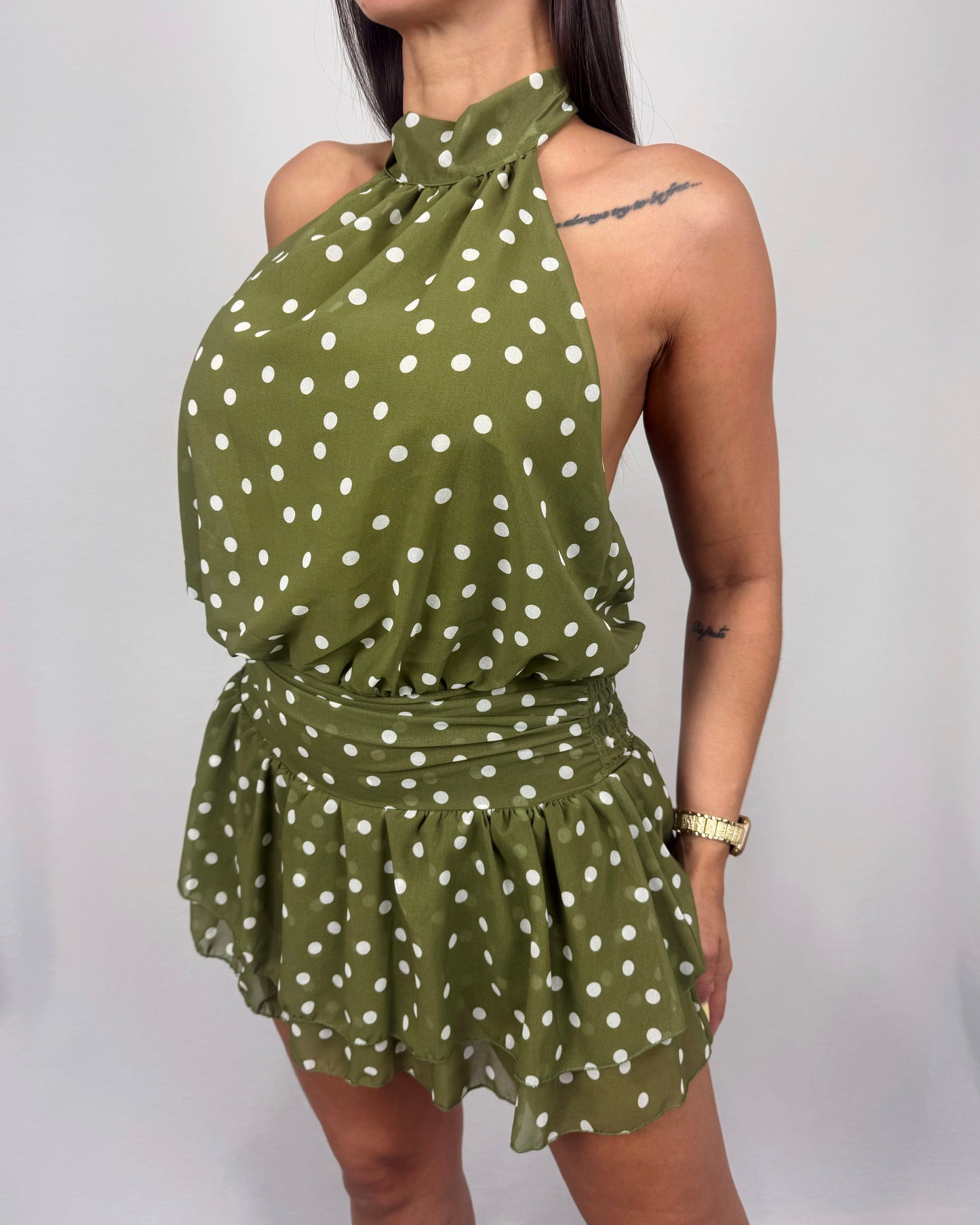 VESTIDO FALDA/PANTALÓN POIS GREEN