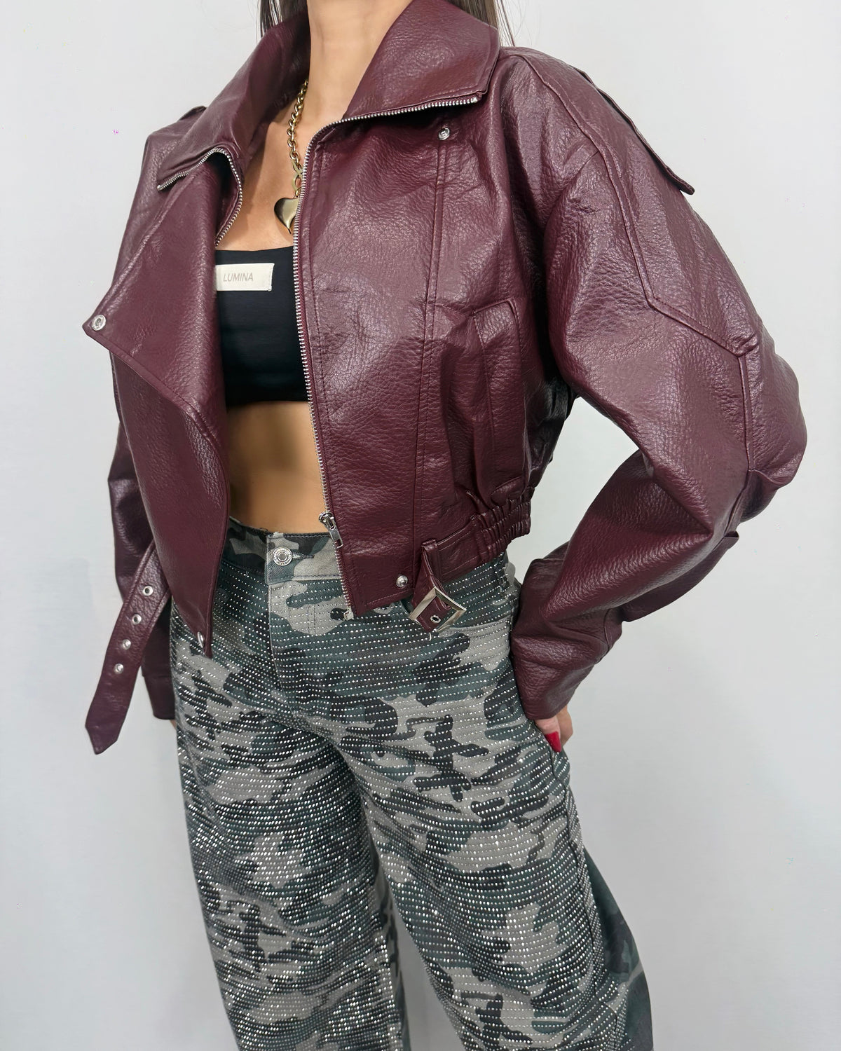 BIKER POLIPIEL BURDEOS