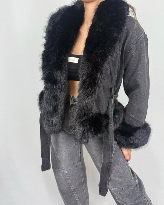 CHAQUETA DENIM OSCURA PELO