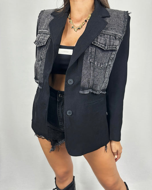 BLAZER COMBINADA NEGRA