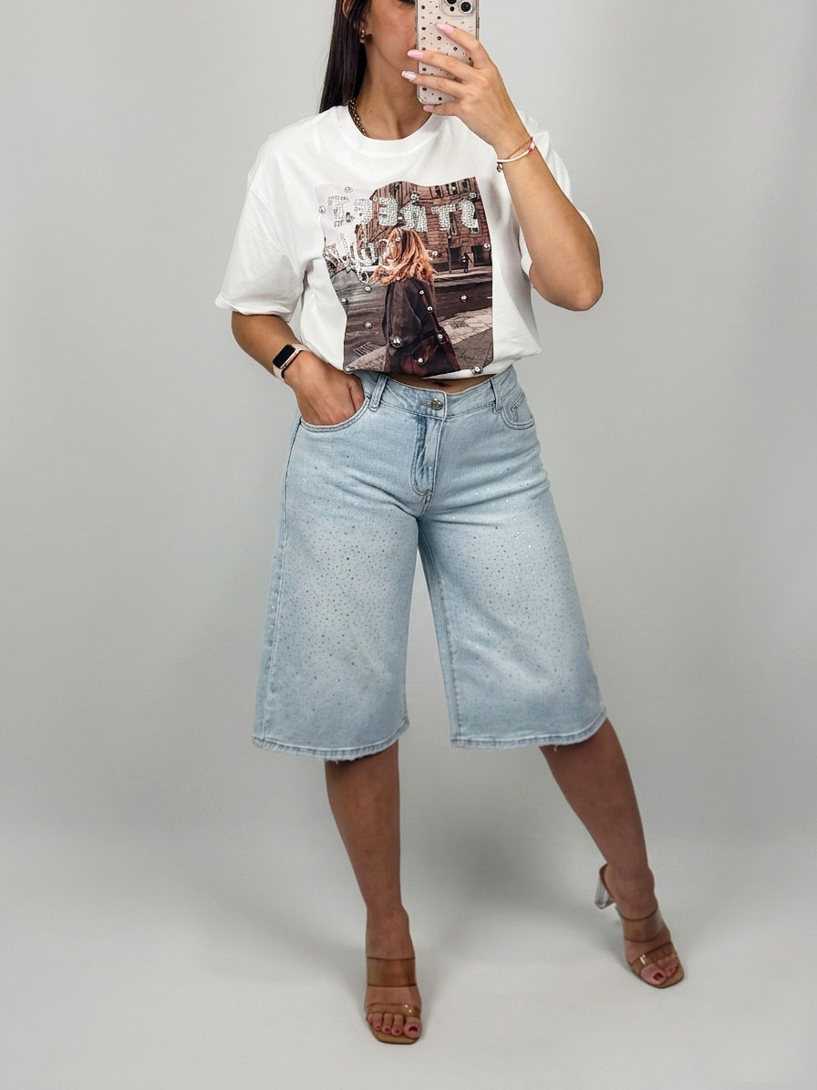 BERMUDA DENIM STRASS