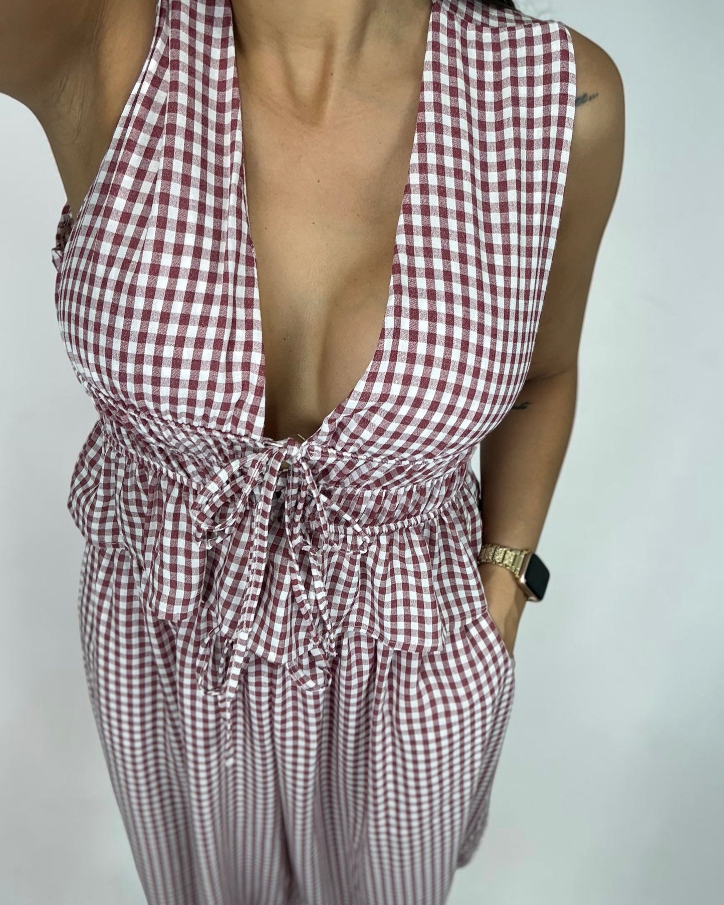 CONJUNTO VICHY BURDEOS