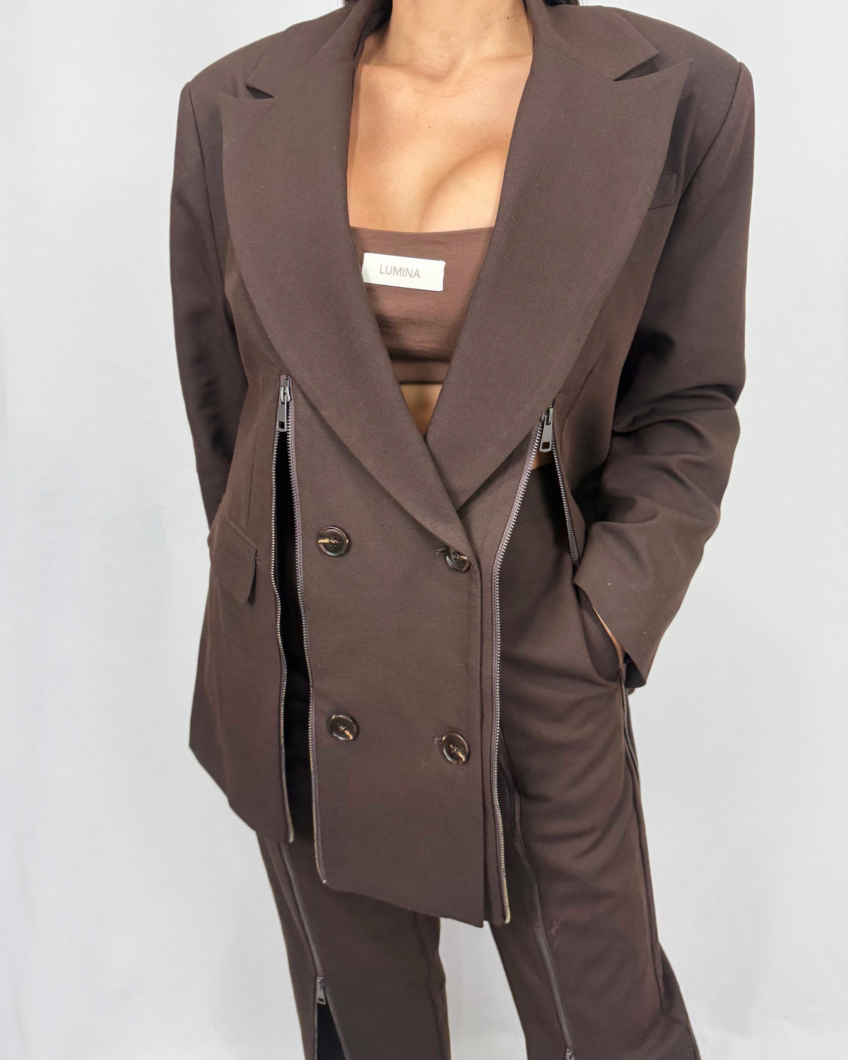 BLAZER CREMALLERAS LUMINA CHOC