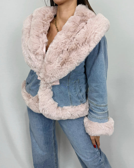 CHAQUETA DENIM PELO PINK