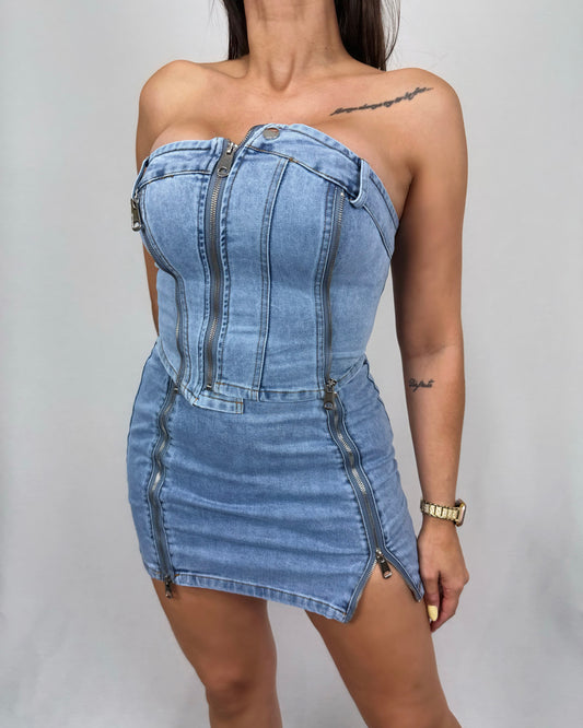 CONJUNTO DENIM CREMALLERAS