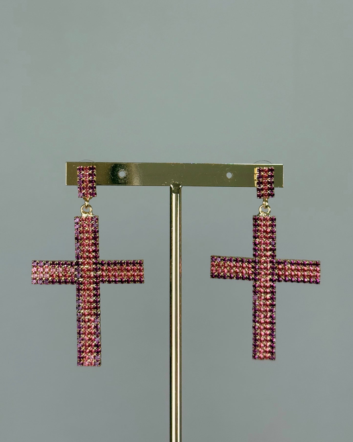 PENDIENTES CRUCES PINK