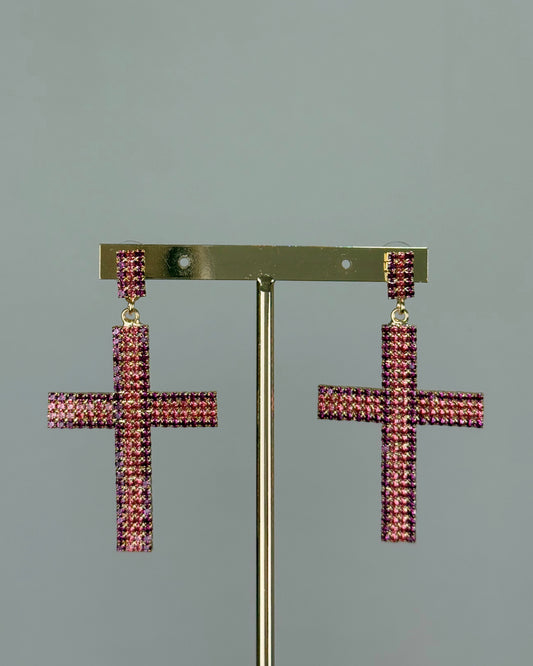 PENDIENTES CRUCES PINK