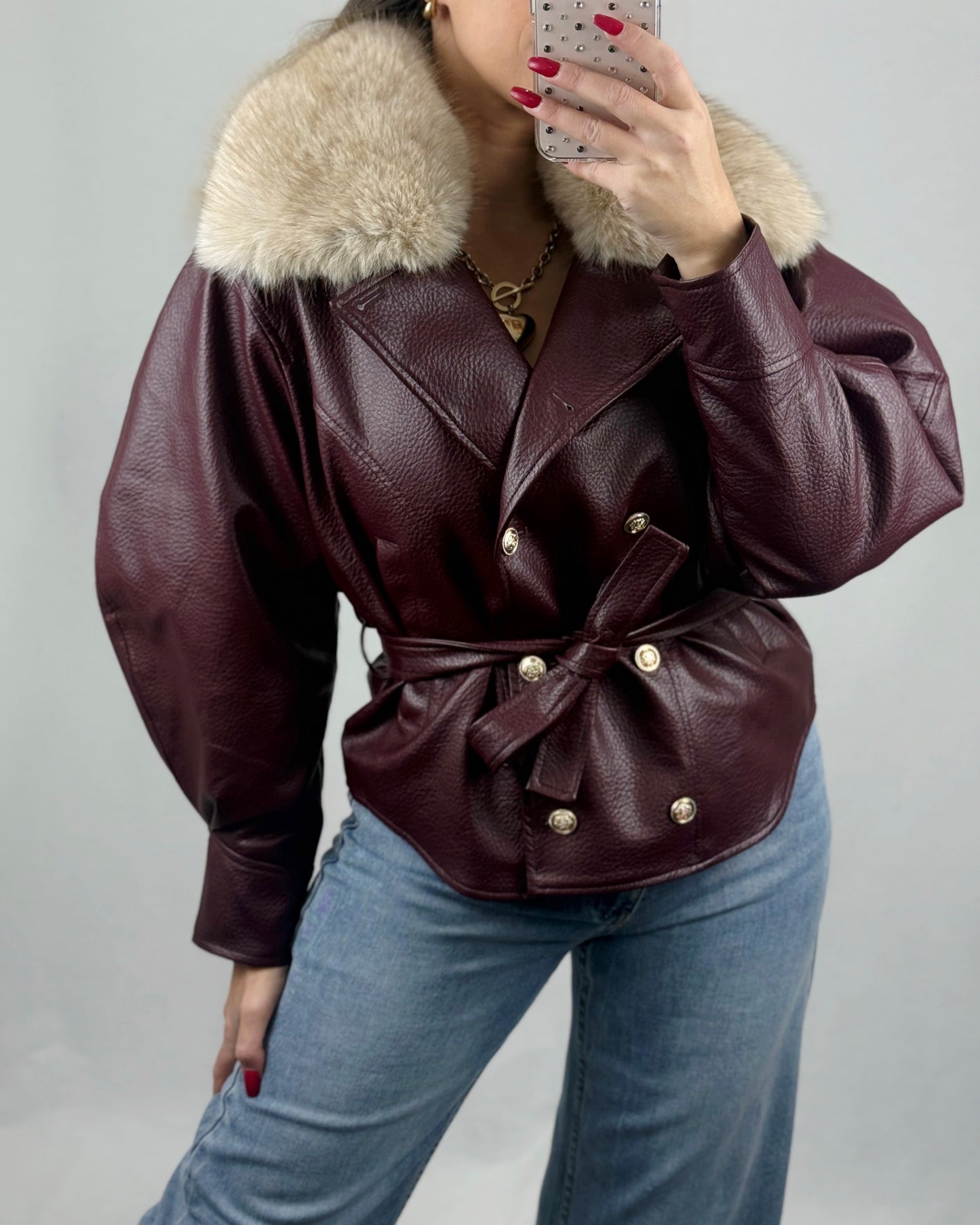 CHAQUETA PREMIUM BURDEOS POLIPIEL