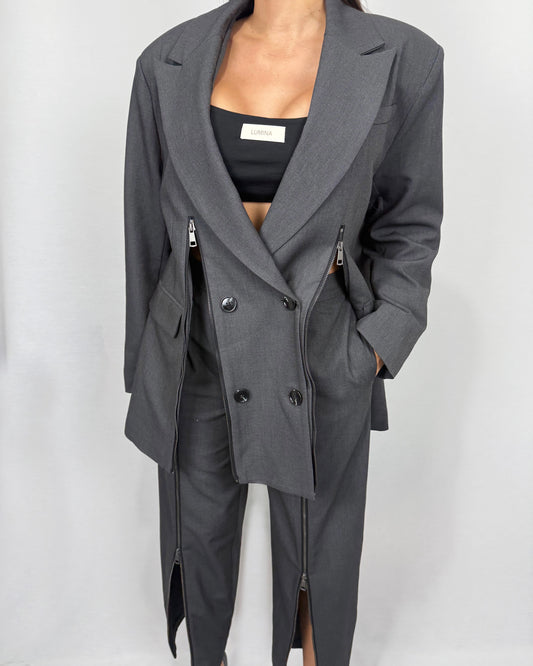 BLAZER CREMALLERAS LUMINA PLOMO