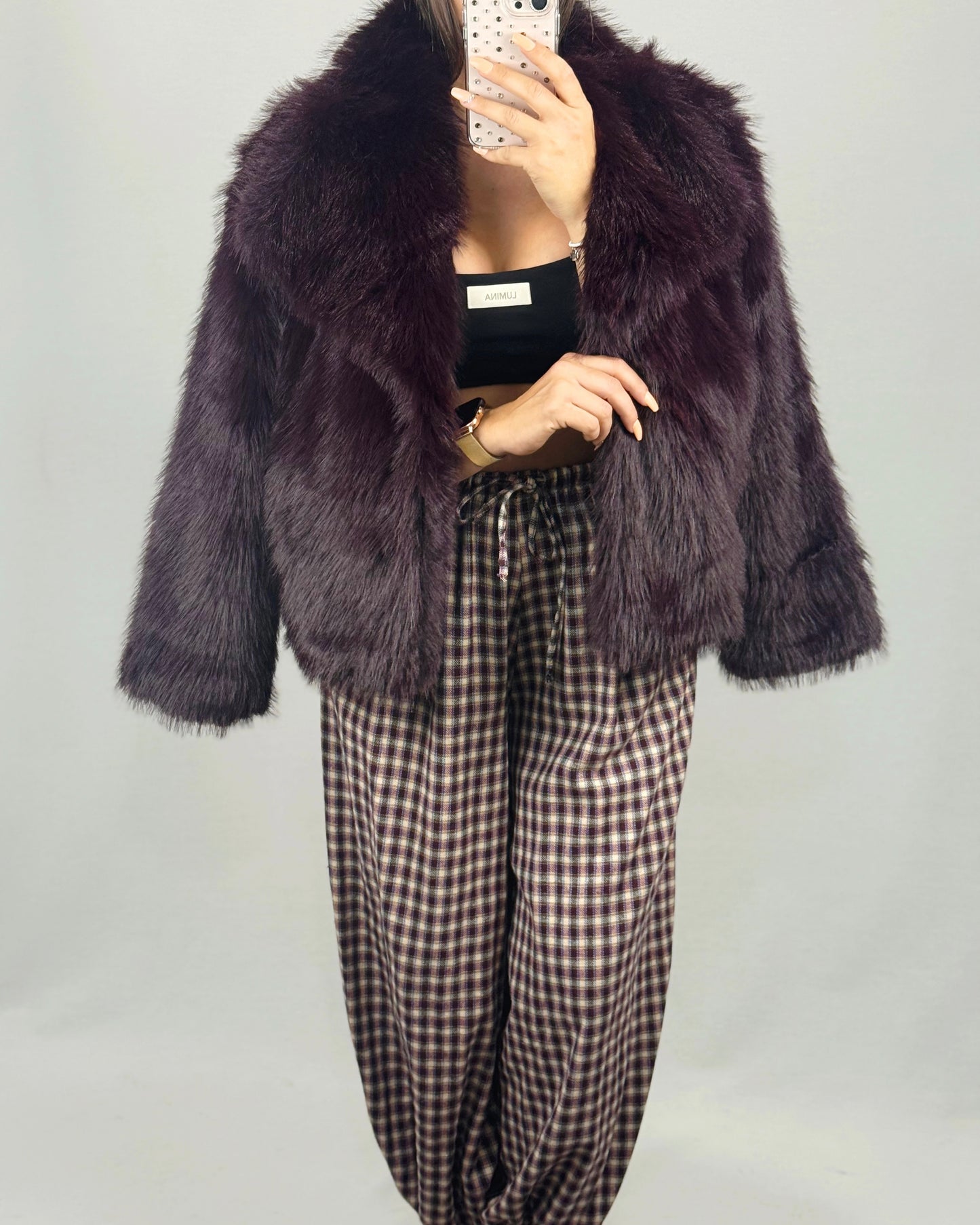 ABRIGO PELO BERENJENA