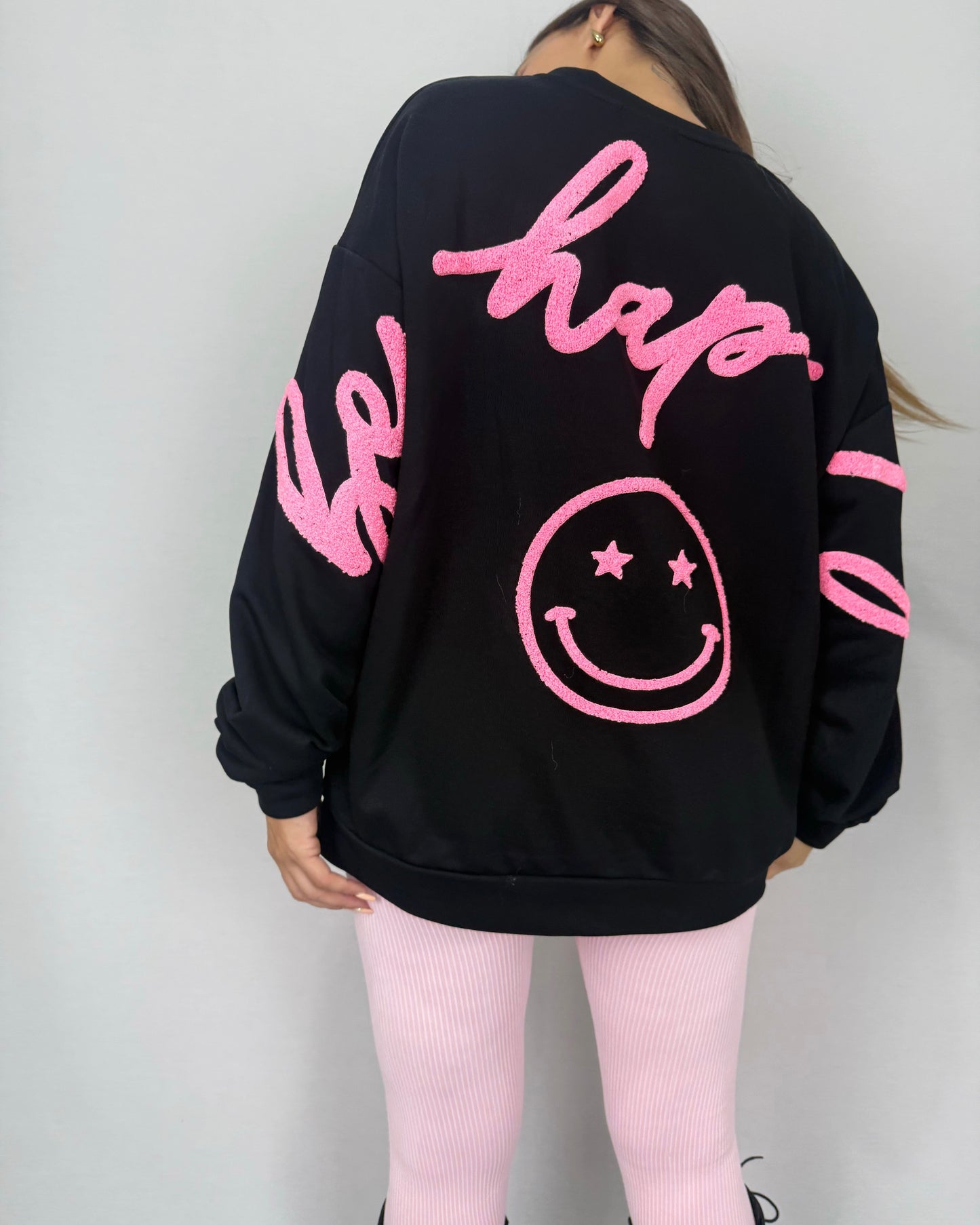 SUDADERA HAPPY BLACK