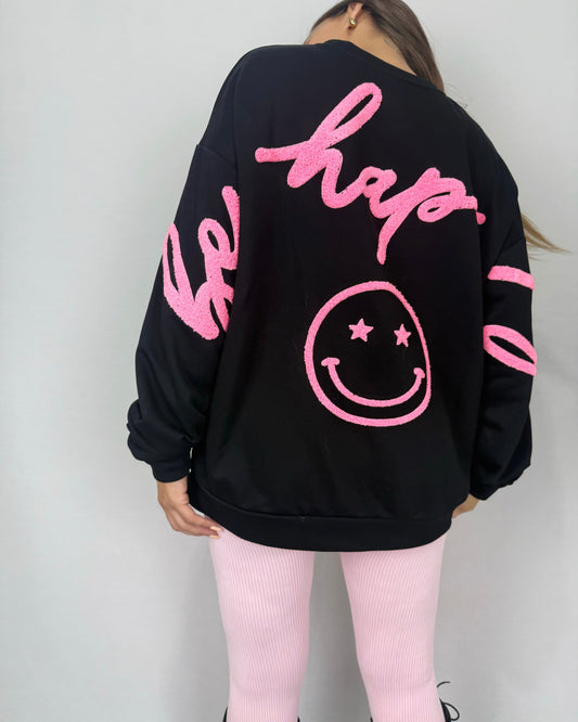 SUDADERA HAPPY BLACK