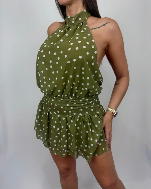 VESTIDO FALDA/PANTALÓN POIS GREEN