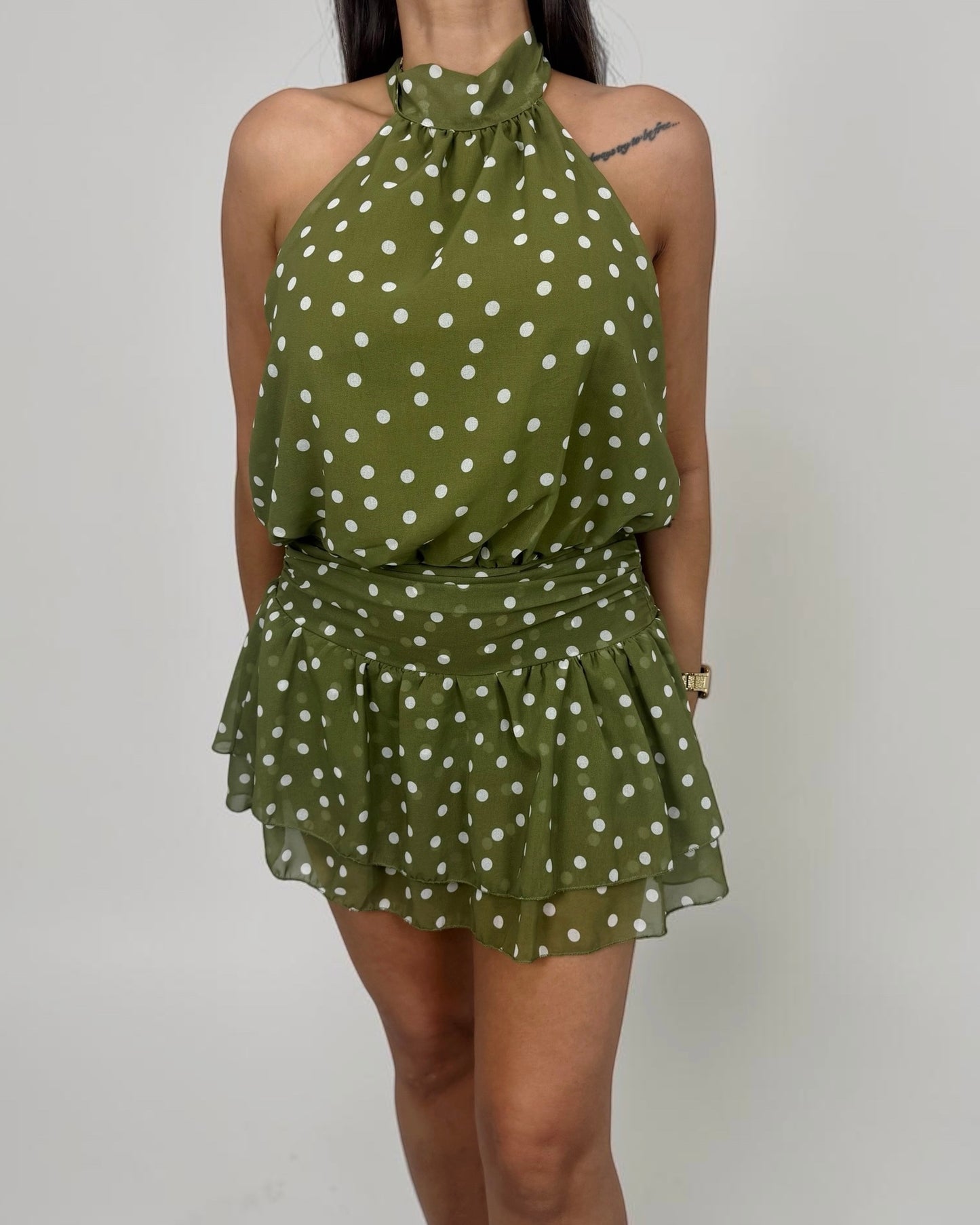 VESTIDO FALDA/PANTALÓN POIS GREEN