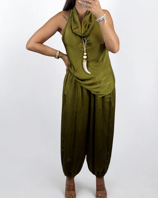 PANTALÓN SATINADO VERDE