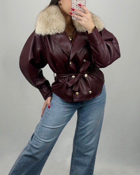 CHAQUETA PREMIUM BURDEOS POLIPIEL