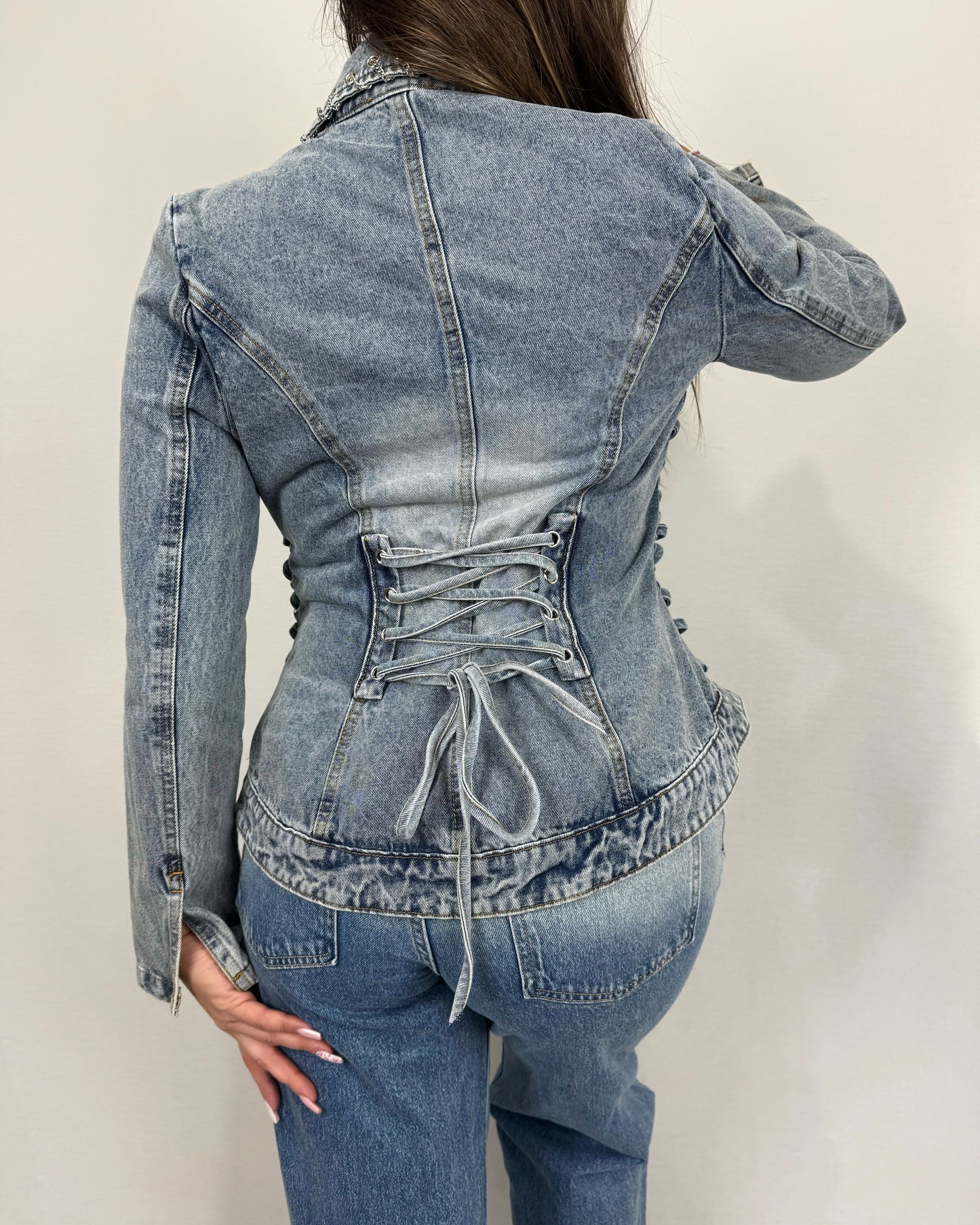 CHAQUETA DENIM CORSET CADENAS