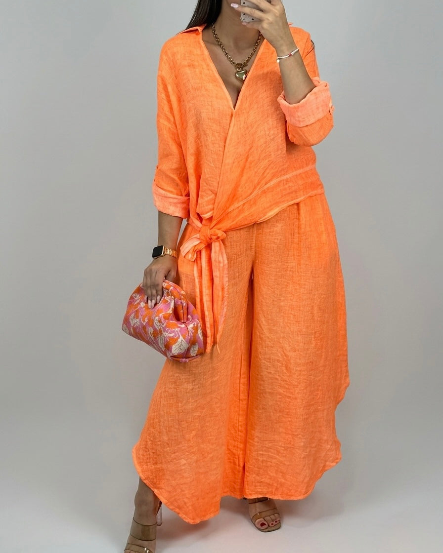 PANTALÓN LINO NARANJA
