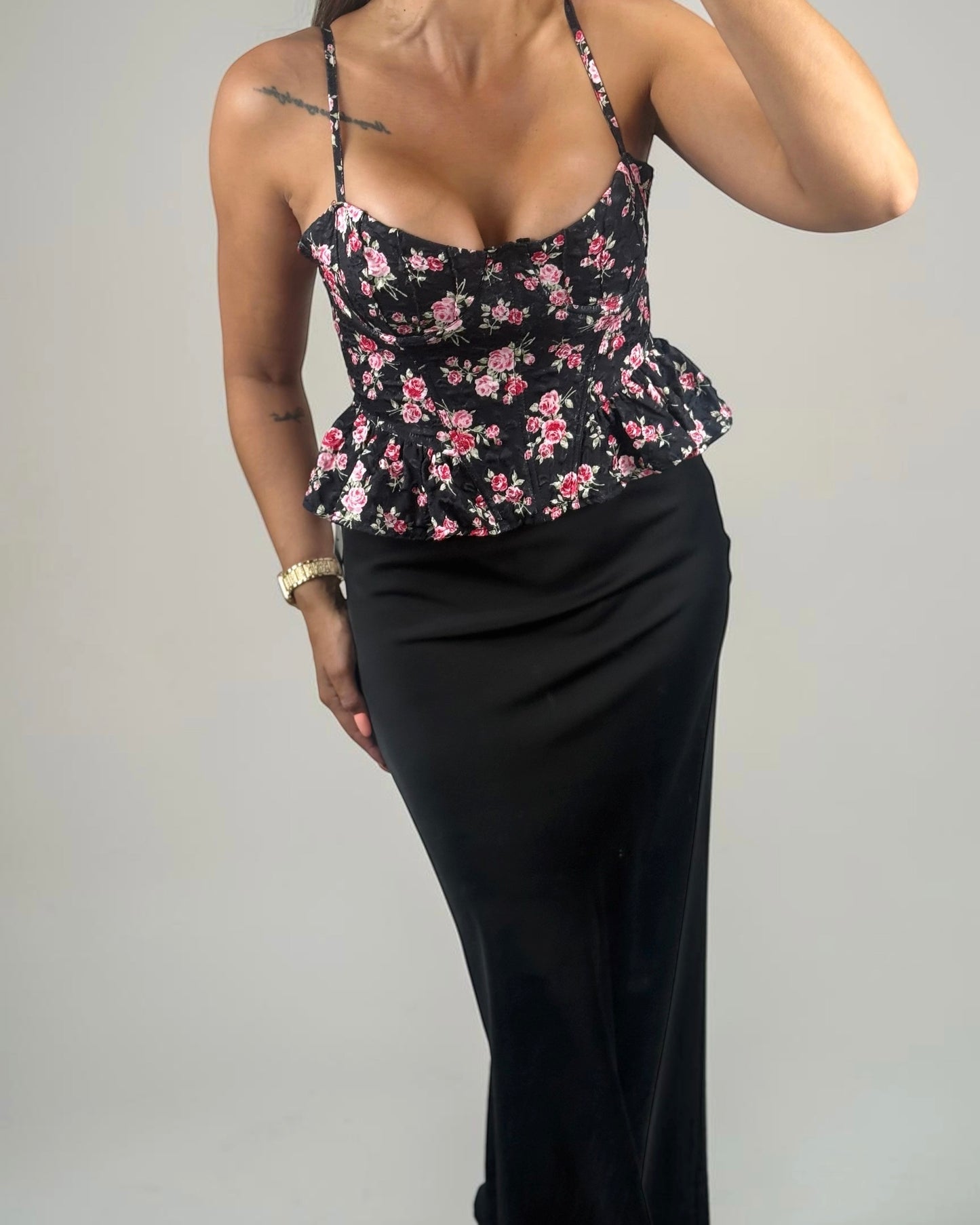 CORSET FLORES BLACK
