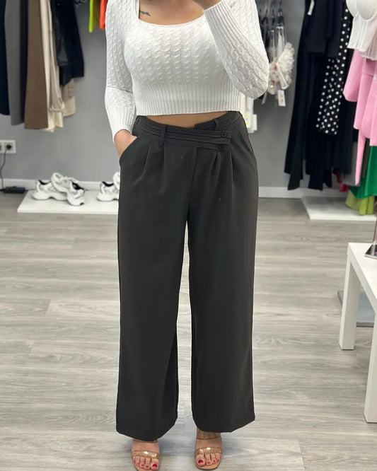 PANTALÓN PINZAS GRIS OSCURO