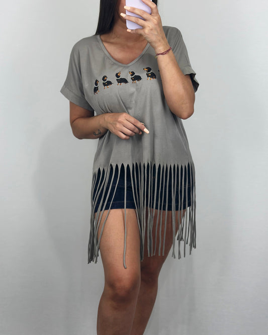 CAMISETA FLECOS GRIS