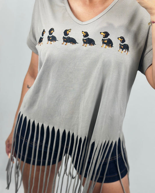 CAMISETA FLECOS GRIS