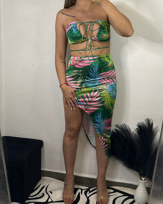 CONJUNTO FLOWERS VERDE