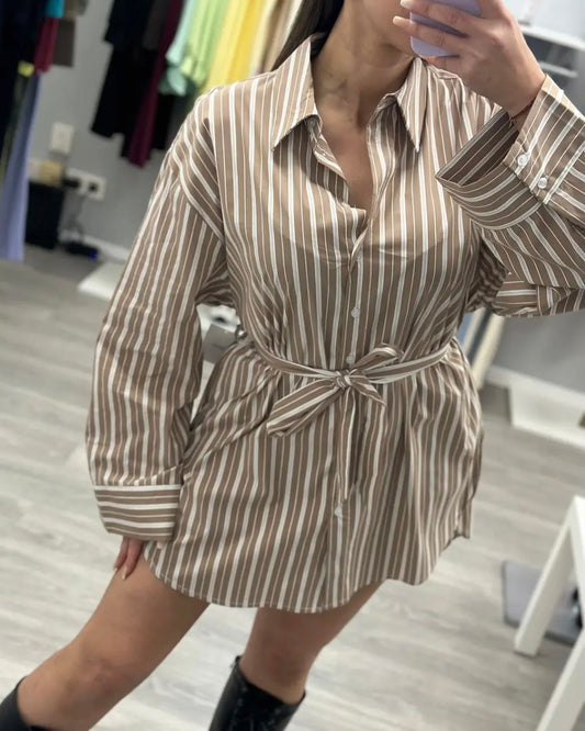 CAMISA LÍNEAS MARRÓN LUM