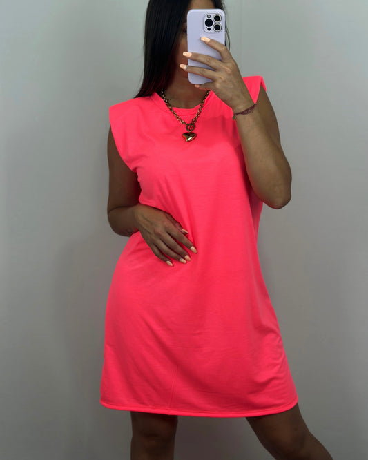 VESTIDO HOMBRERAS FLÚOR