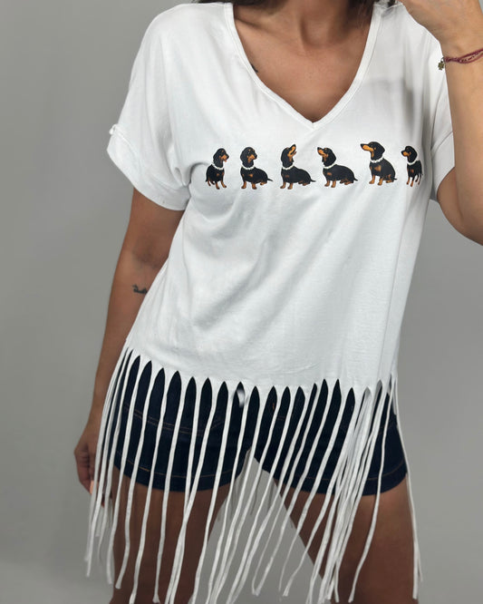 CAMISETA FLECOS BLANCA