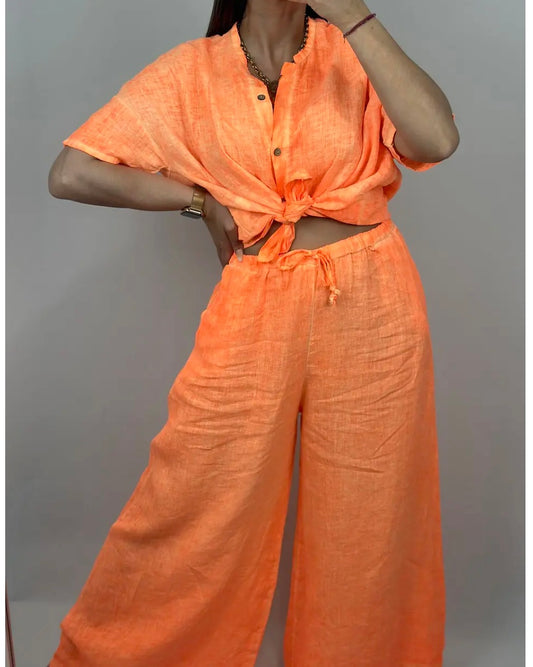 CONJUNTO LINO 100% NARANJA