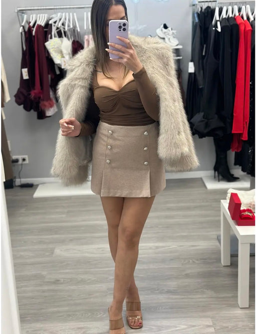 FALDA/PANTALÓN PAÑO BEIGE