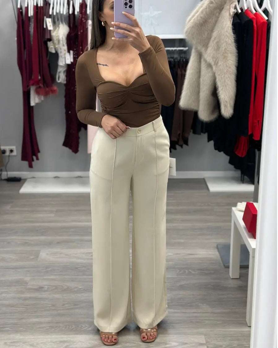 PANTALÓN PINZAS BEIGE