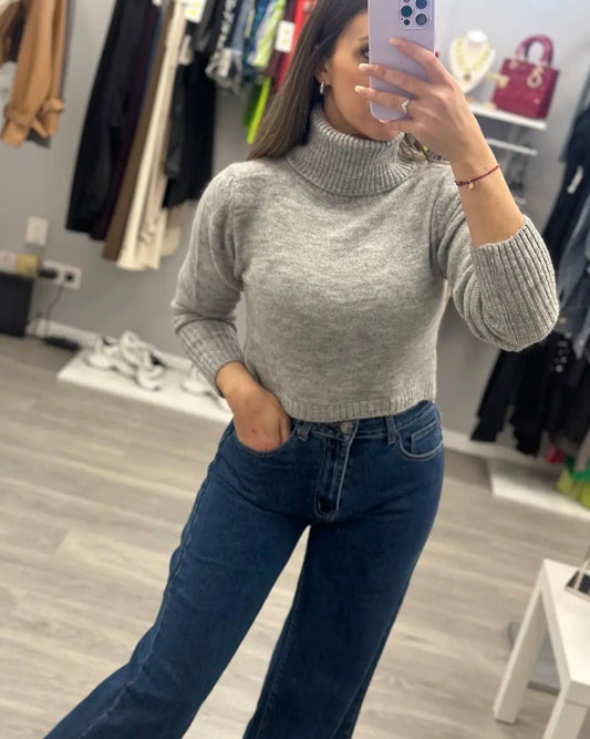 JERSEY CROPPED GRIS